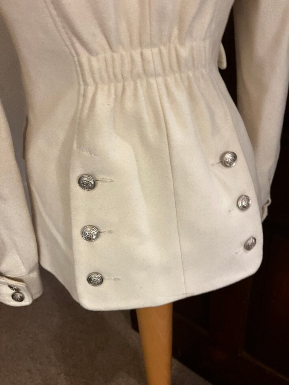 Laundry by Shelli Segal Ivory Wool Military Inspired Coat Size 2 - Picture 10 of 16